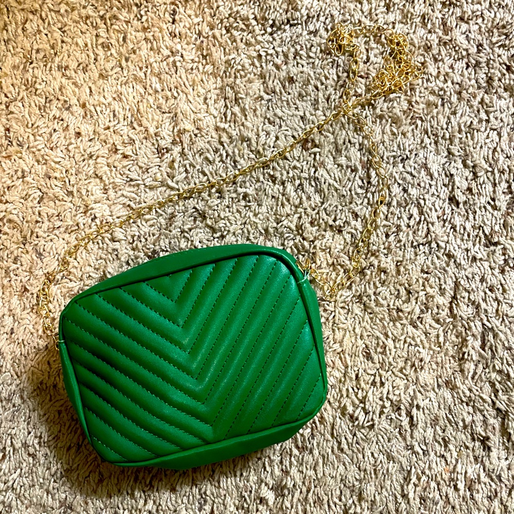 Green Quilted Crossbody Bag
